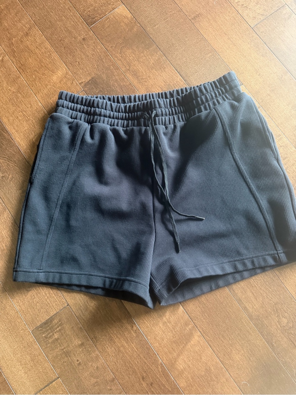 Zella Black Ribbed Drawstring Athletic Shorts